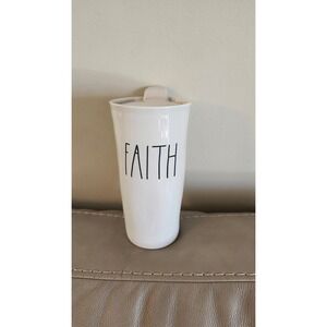 Rae Dunn By Magenta FAITH Travel Mug Coffee Tea Tumbler Ceramic Cup W/‎ Lid